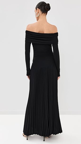 SARA BODYCON STRAPLESS LONG SLEEVE MAXI DRESS IN BLACK