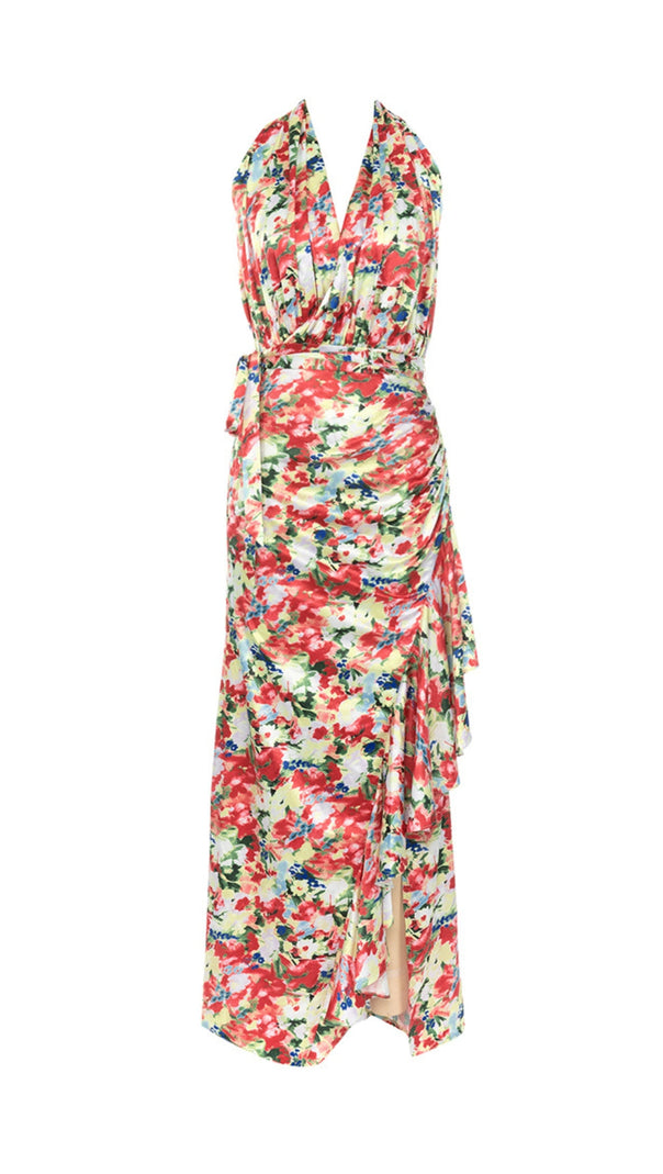 AIIZIE HALTERNECK BACKLESS TIGHT-WAISTED IRREGULAR DRESS - product image