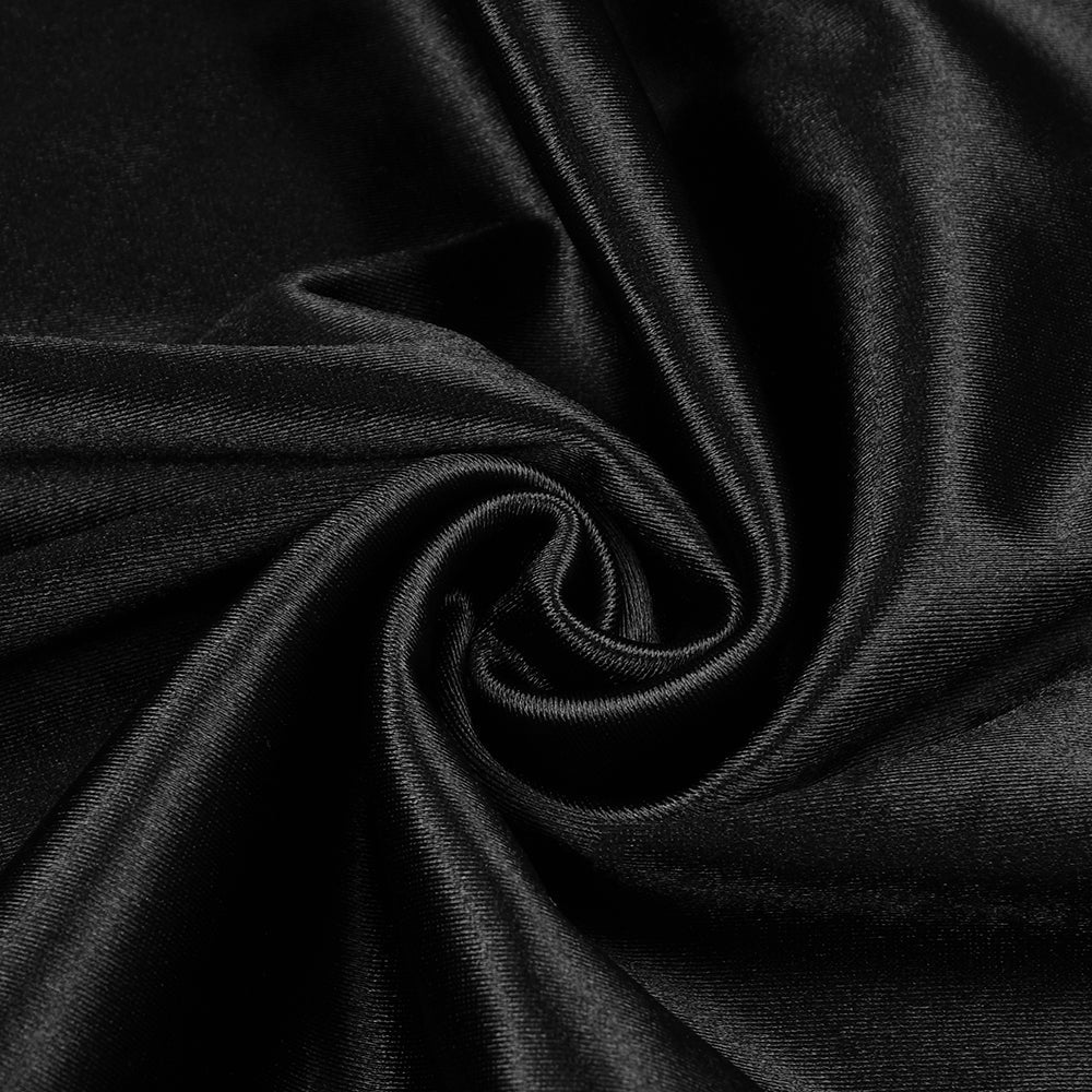 AIIZIE MIGNON SATIN BELT BACKLESS PEARL EMBELLISHED MAXI DRESS IN BLACK - product image