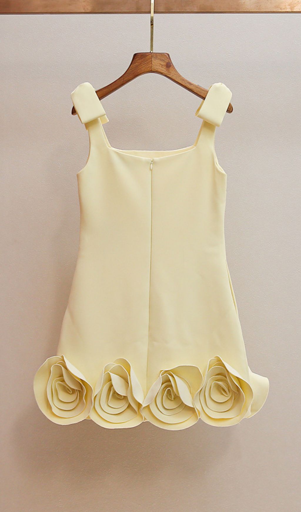 HAVILY CHIC YELLOW 3D ROSETTE MINI DRESS | ELEGANT FLORAL APPLIQUE
