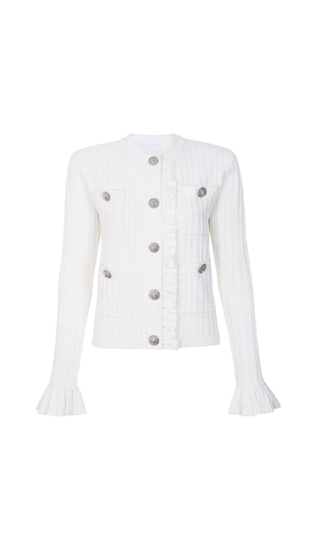 AIIZIE Julie Chic Flared Sleeve Knit Cardigan – Elegant Button-Front Style - product image