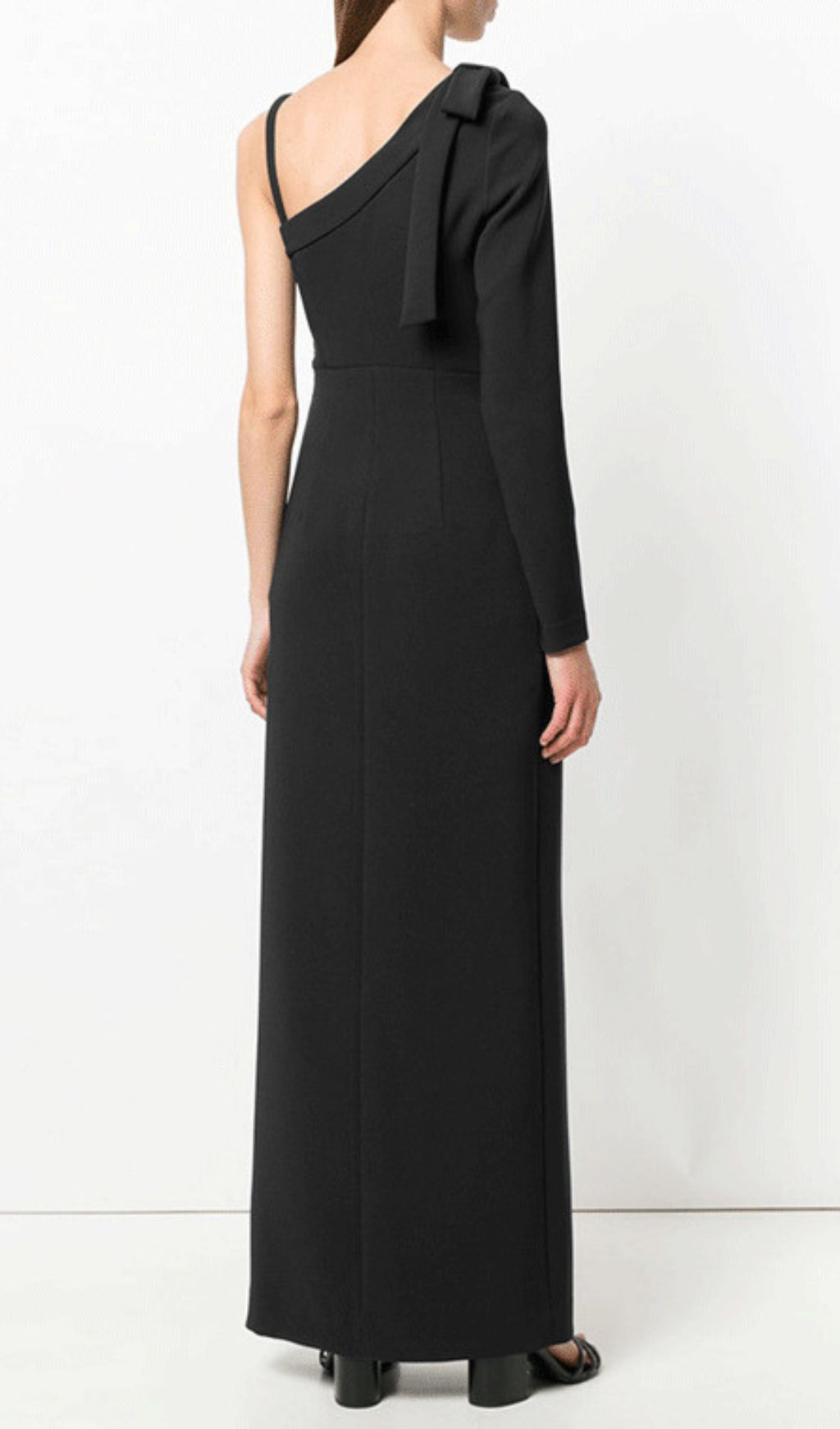 HASHIM BLACK ONE-SHOULDER MAXI GOWN WITH HIGH SLIT | ELEGANT EVENING DRESS