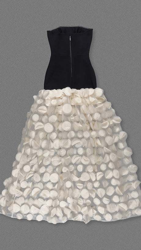 STRAPLESS A LINE MAXI DRESS APRICOT