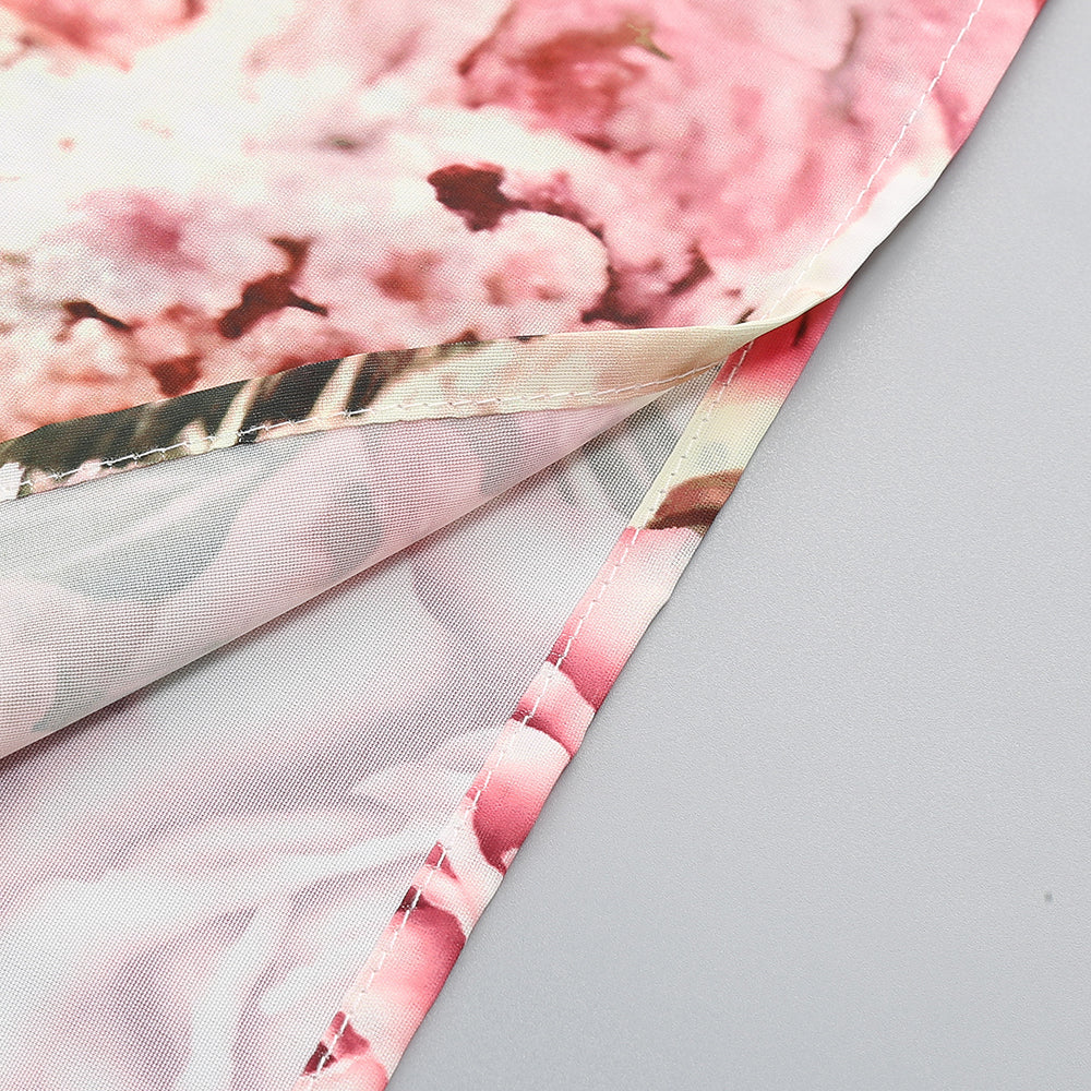 AIIZIE PINK PRINTED HOLLOW-OUT OPEN-BACK SLIT MIDI DRESS - product image