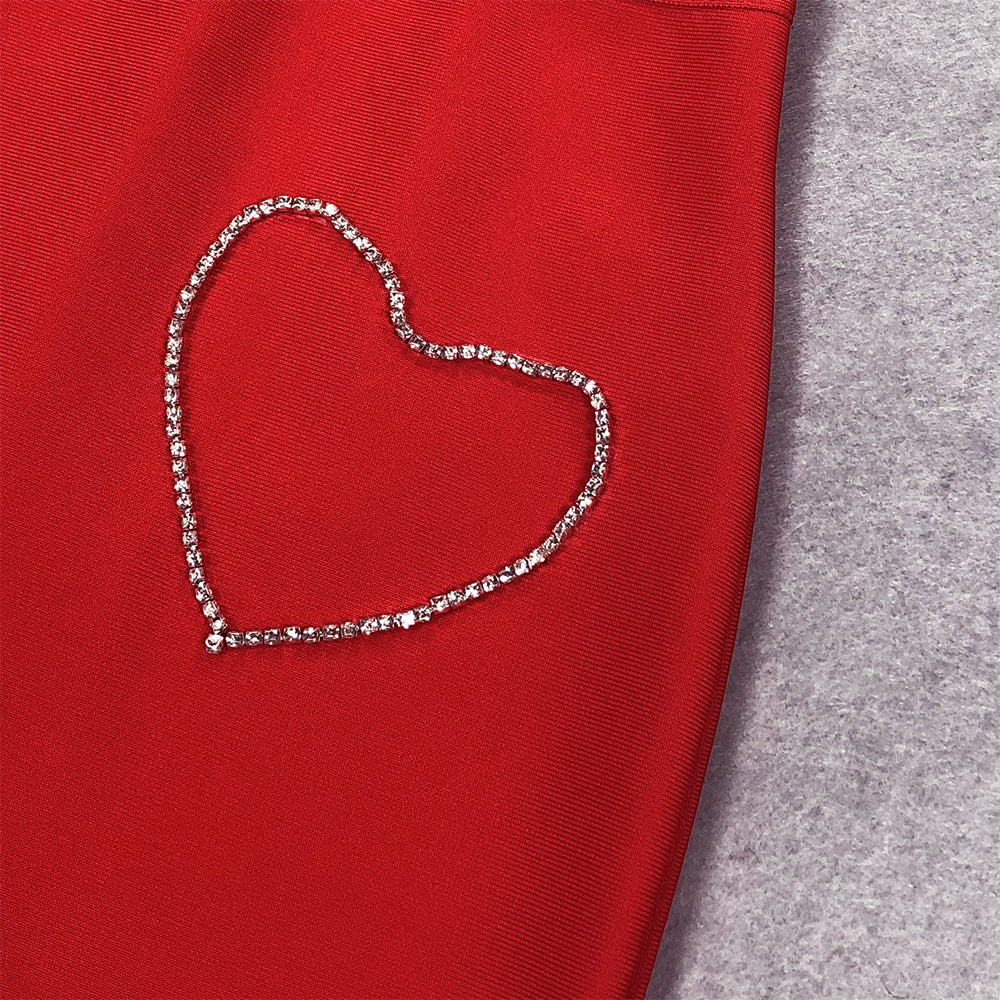 AIIZIE CRYSTAL HEART CORSET TWO PIECE DRESS IN RED - product image
