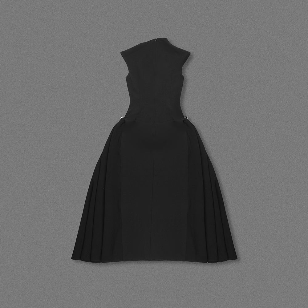Skater-Maxikleid Schwarz 