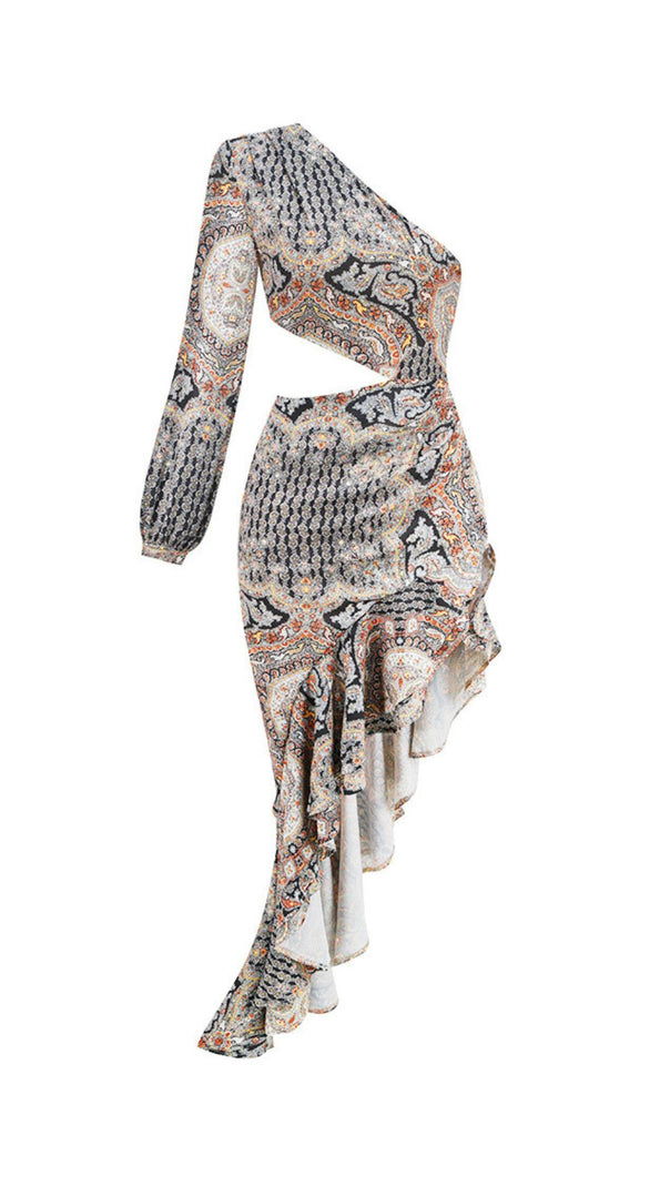 AIIZIE Javen Bohemian Paisley One-Shoulder Ruffle Maxi Dress - product image