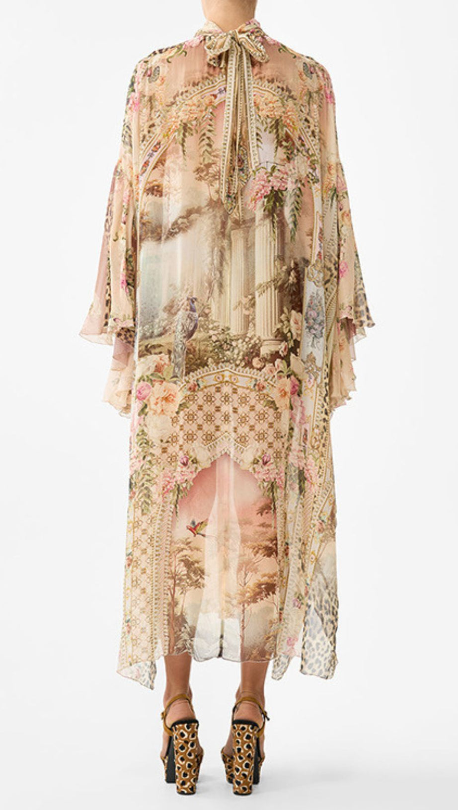 Jetta Exotic Floral & Leopard Print Flowing Maxi Dress