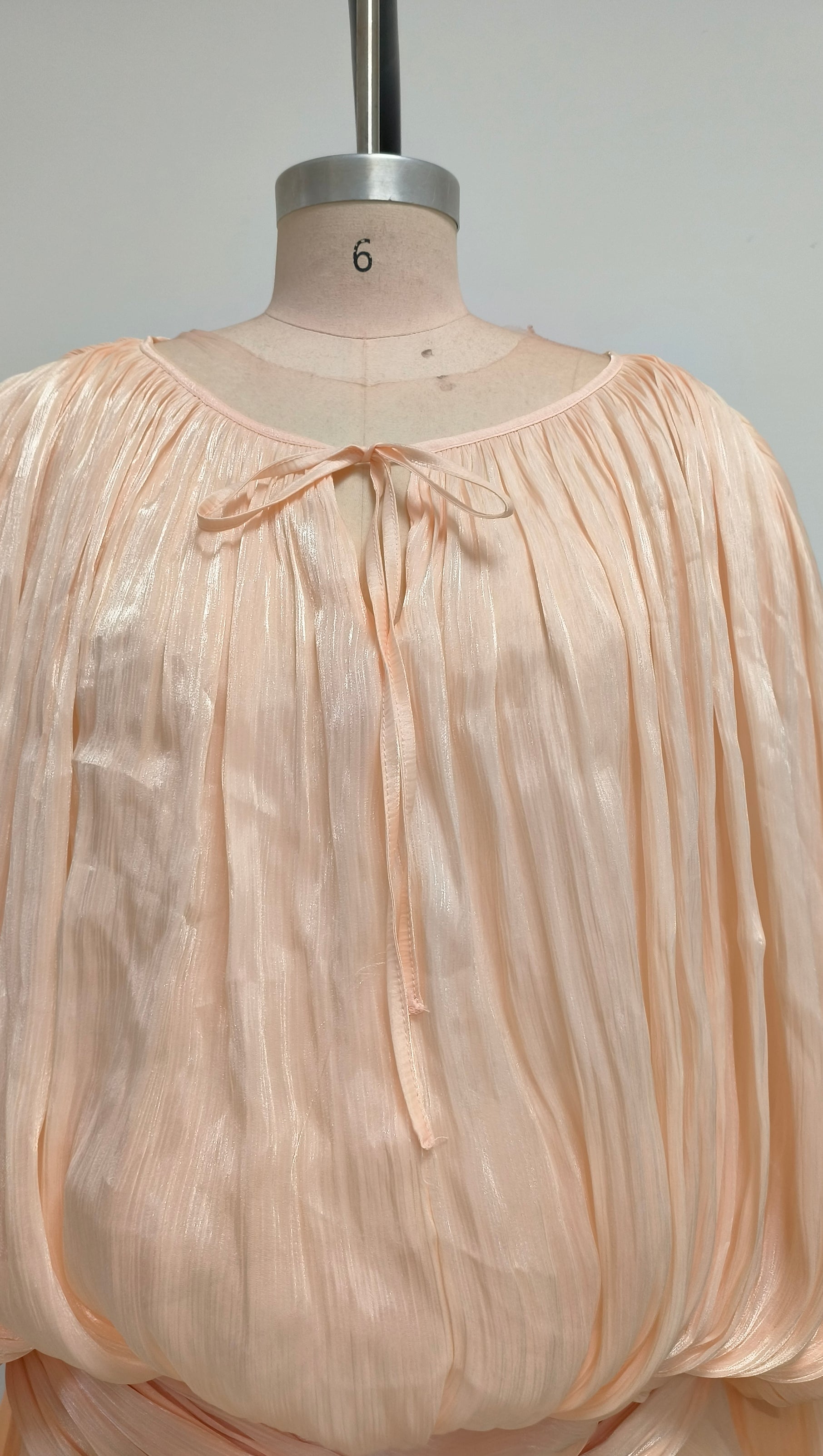 Apricot Long Sleeve Tie Mini Dress