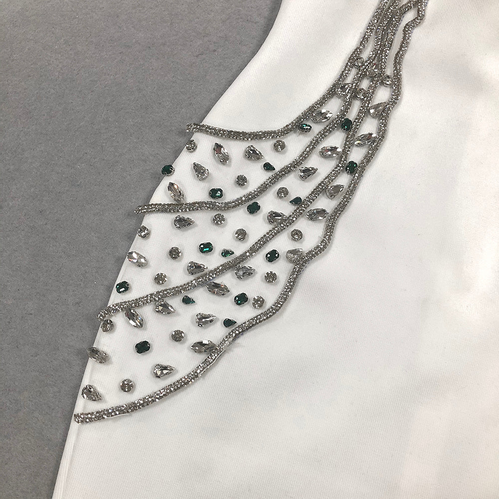 AIIZIE ASHLEY CRYSTAL EMBELLISHED BODYCON MAXI DRESS IN WHITE - product image