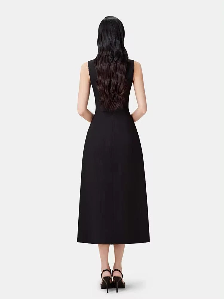 Blazer-Midikleid mit asymmetrischem Kragen in Schwarz