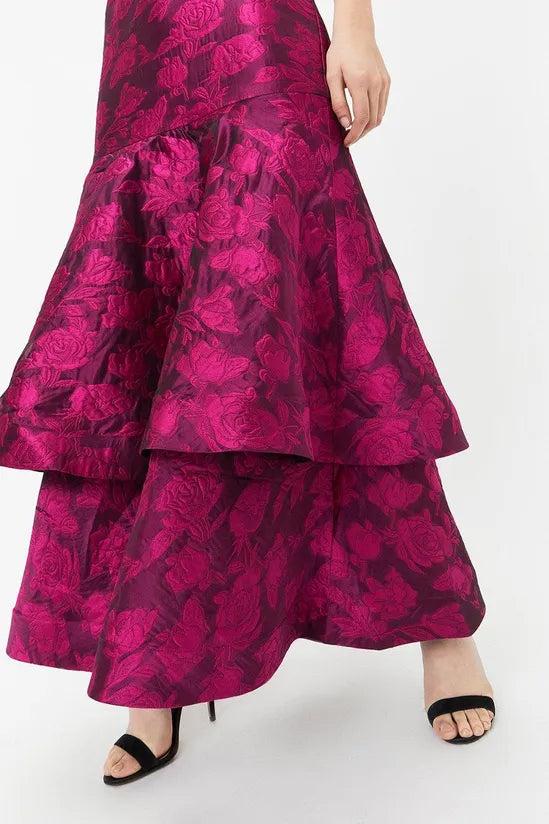 AIIZIE LAYER JACQUARD MAXI DRESS IN RED - product image