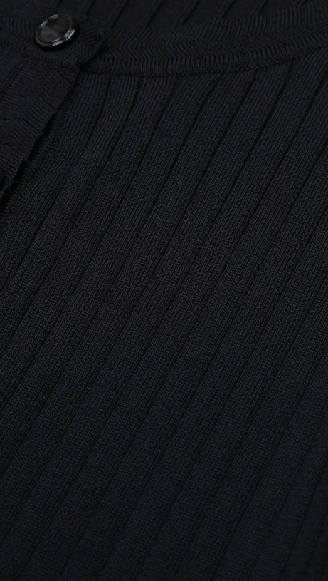 Jackie Black Ribbed Knit Maxi Dress & Cardigan Set - Effortless 2-Piece Style