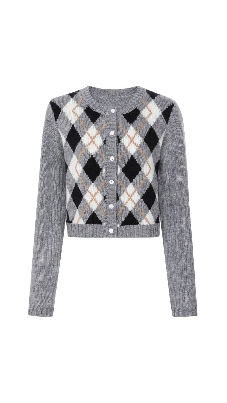 Jeffery Women's Cropped Argyle Knit Cardigan - Timeless Chic & Cozy