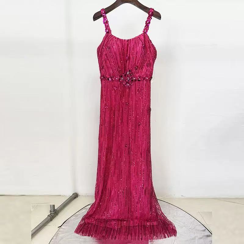nail bead sequin mesh dress