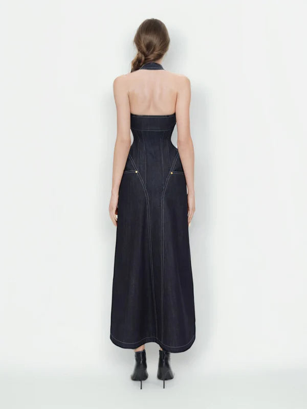 DENIM PATCHWORK LONG DRESS