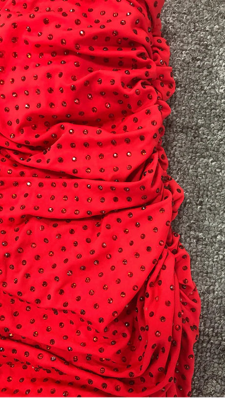 CAITS ONE SHOULDER CRYSTAL CUTOUT MAXI DRESS