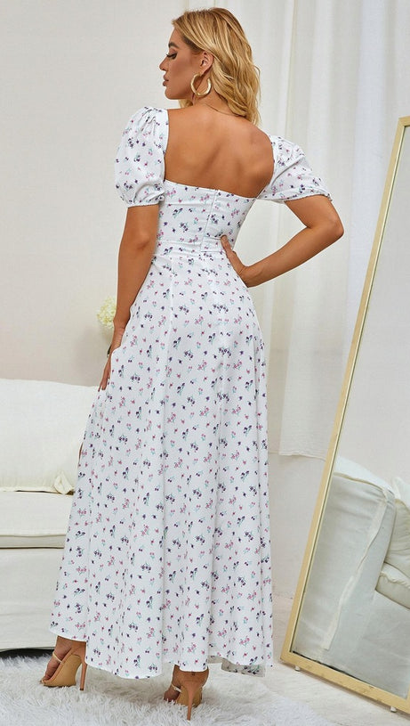 FLORAL PUFF SLEEVE MIDI DRESS