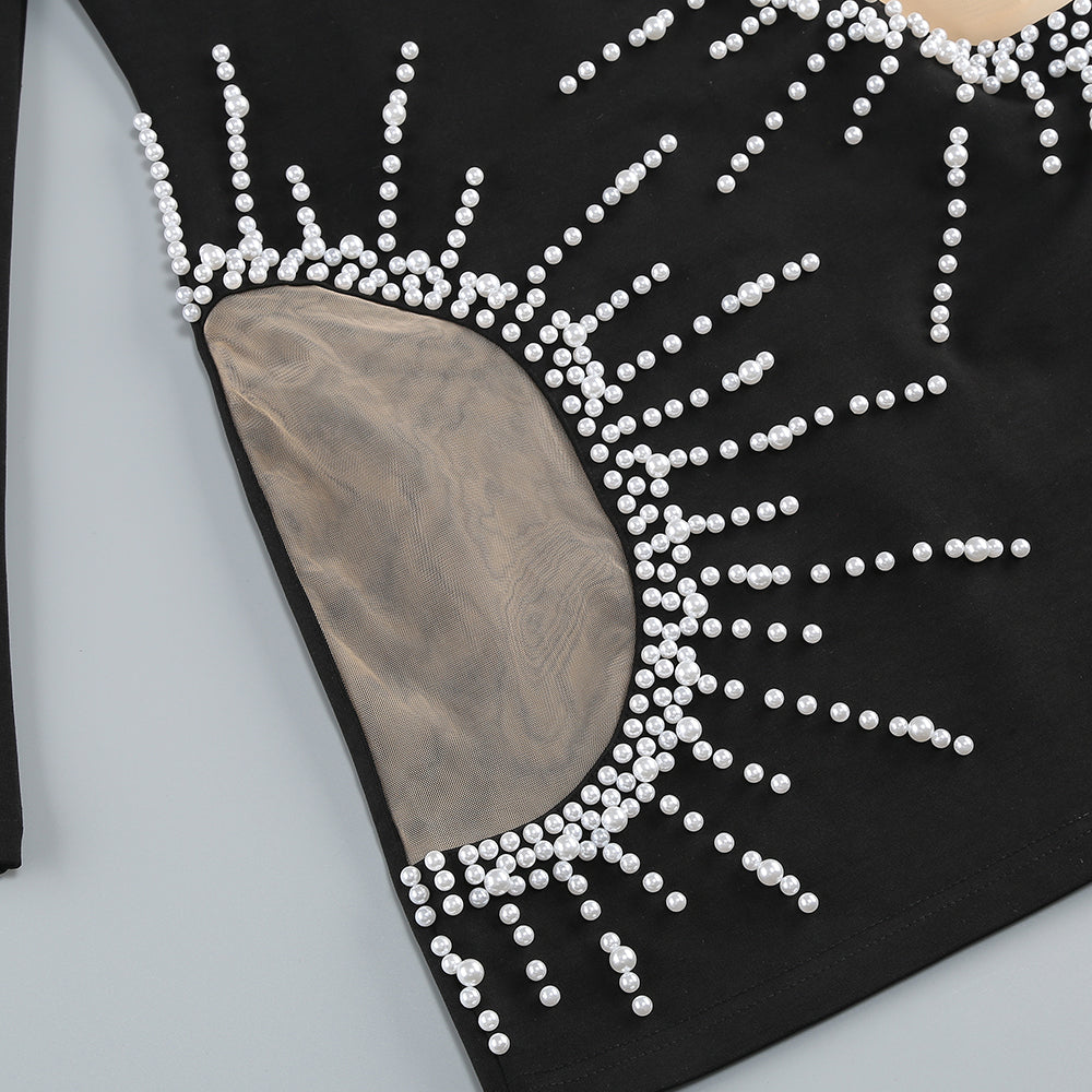 AIIZIE CAMILLE PEARL-EMBELLISHED MINI DRESS IN BLACK - product image