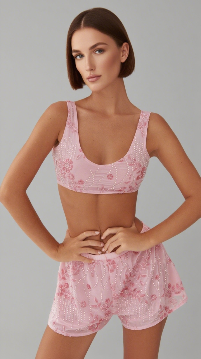 AIIZIE MERCER SEQUIN BRALETTE - PINK - product image