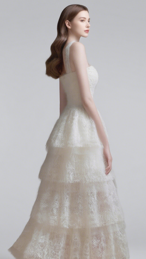 AIIZIE ALISON MESH STITCHING LAYER DRESS IN WHITE - product image