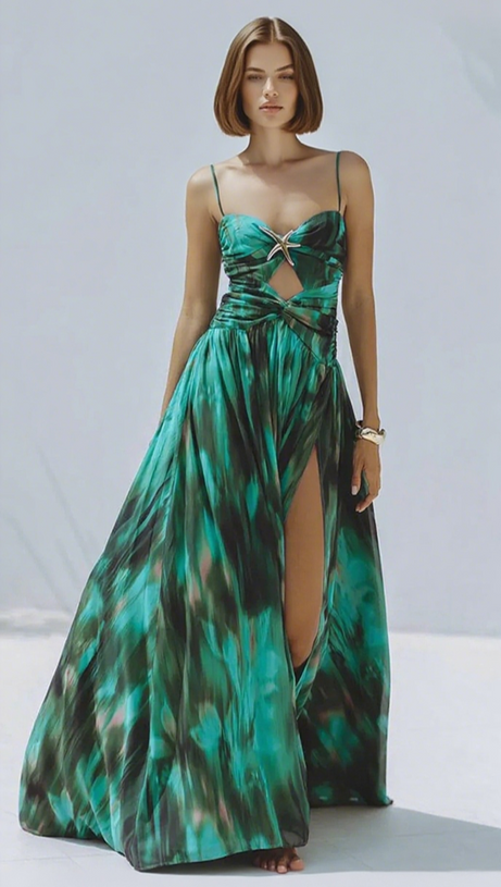 INK PATTERN PRINT SWIMSUIT FOR WOMEN