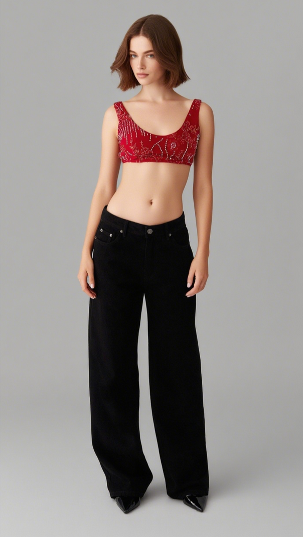 AIIZIE MERCER SEQUIN BRALETTE - RED - product image