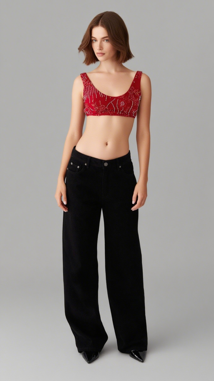 AIIZIE MERCER SEQUIN BRALETTE - RED - product image