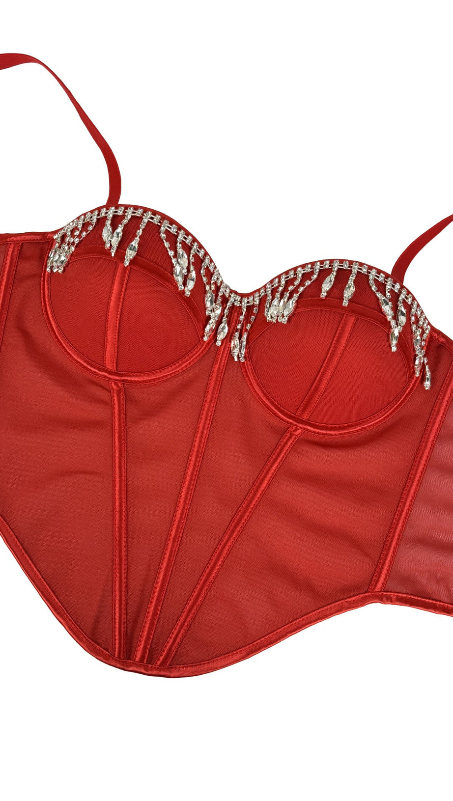 Jemima Red Diamante Corset Top | Sparkling Glamour Bustier