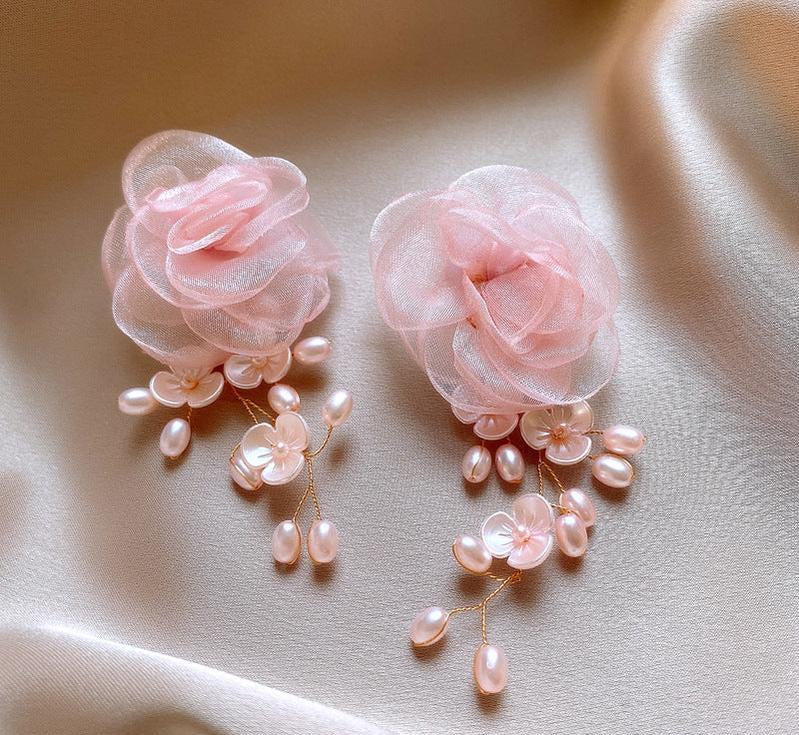 DYANI PINK FLOWER EARRINGS