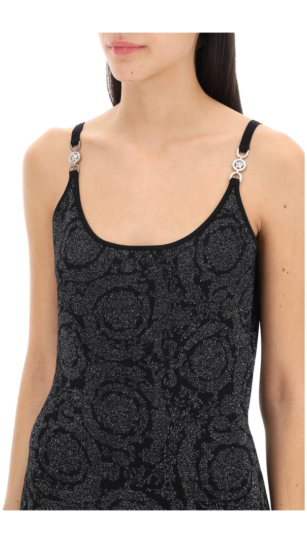 AIIZIE BAROCCO JACQUARD KNITTED MIDI DRESS IN BLACK - product image