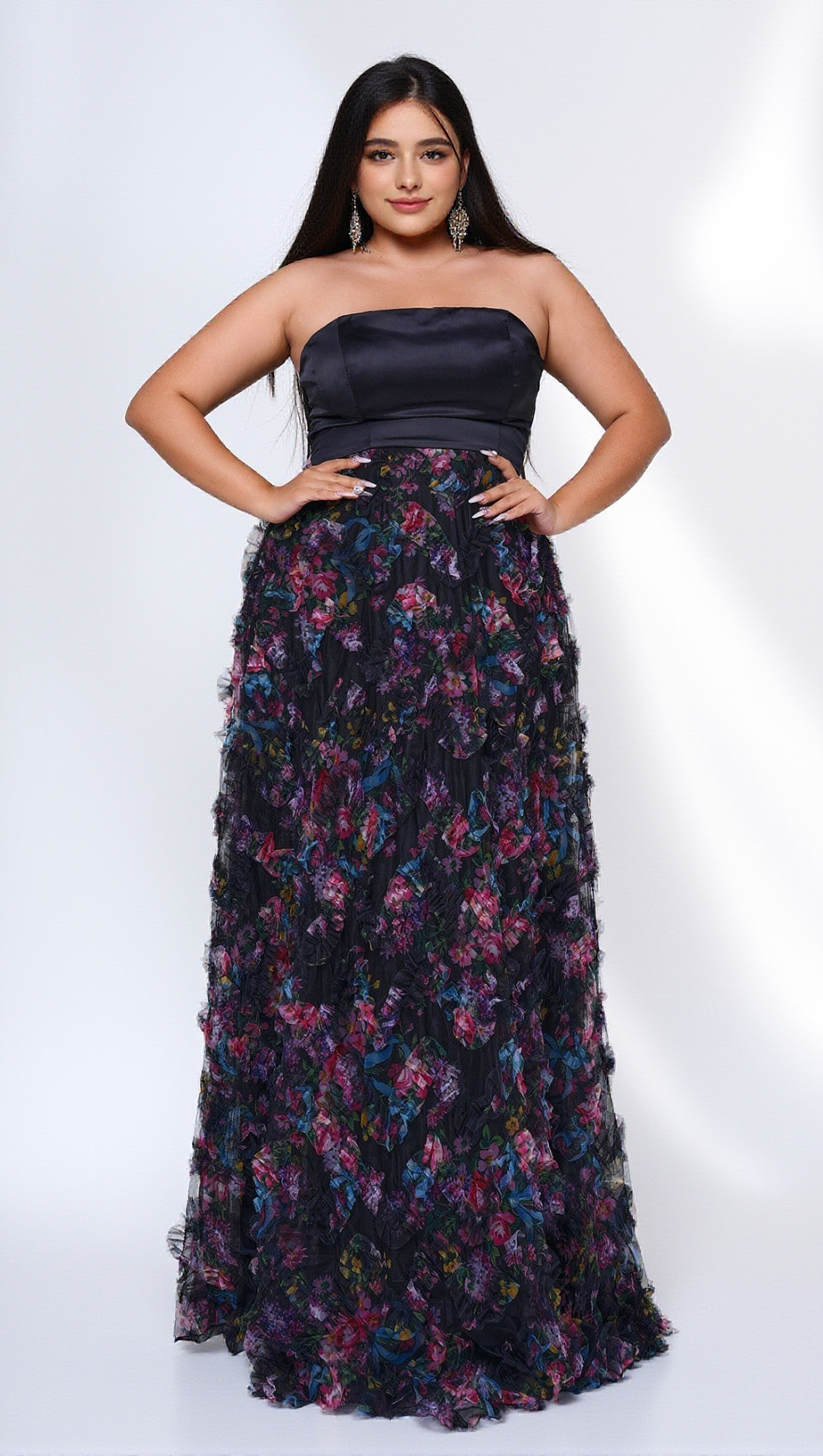 Flora Bandeau-Maxikleid aus Netzstoff