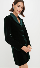 Dark Green Velvet Stacie Dress