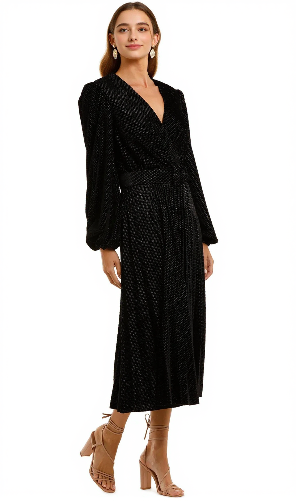 ABITO MIDI IN MAGLIA LUMIA IN NERO METALLIZZATO