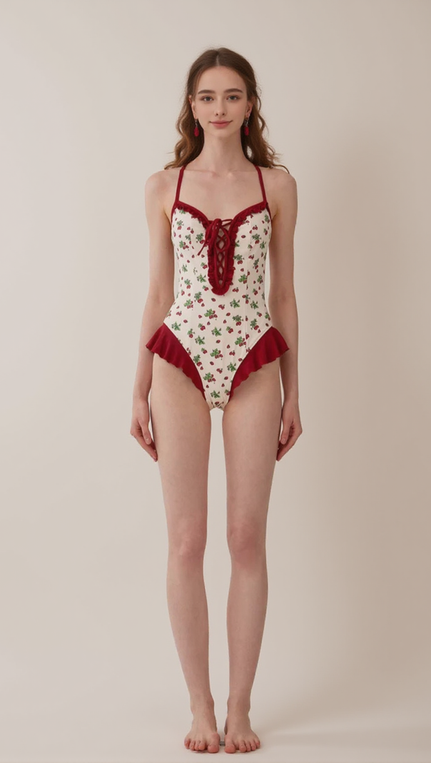 AIIZIE DANDY STRAWBERRIES PRINTED ONE-PIECE SWIMSUIT - product image