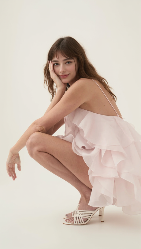 LORRAINE HALTER FLORAL RUFFLE LAYERED MINI DRESS IN PINK