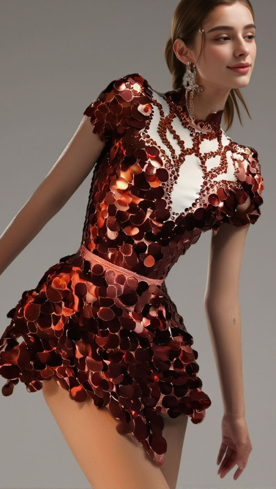 HELENE BURGUNDY SEQUINS DIAMANTE SET