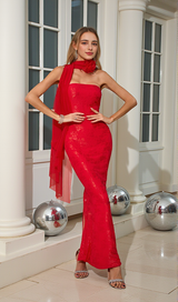 Red strapless Maxi Dress