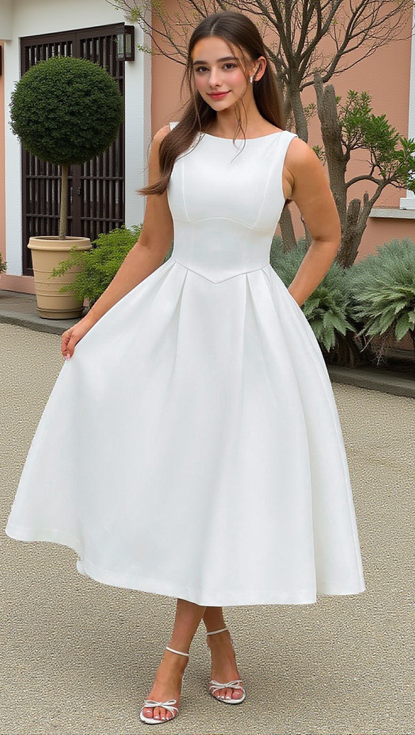 AIIZIE CLARABELLA SLEEVELESS MIDI DRESS IN WHITE - product image