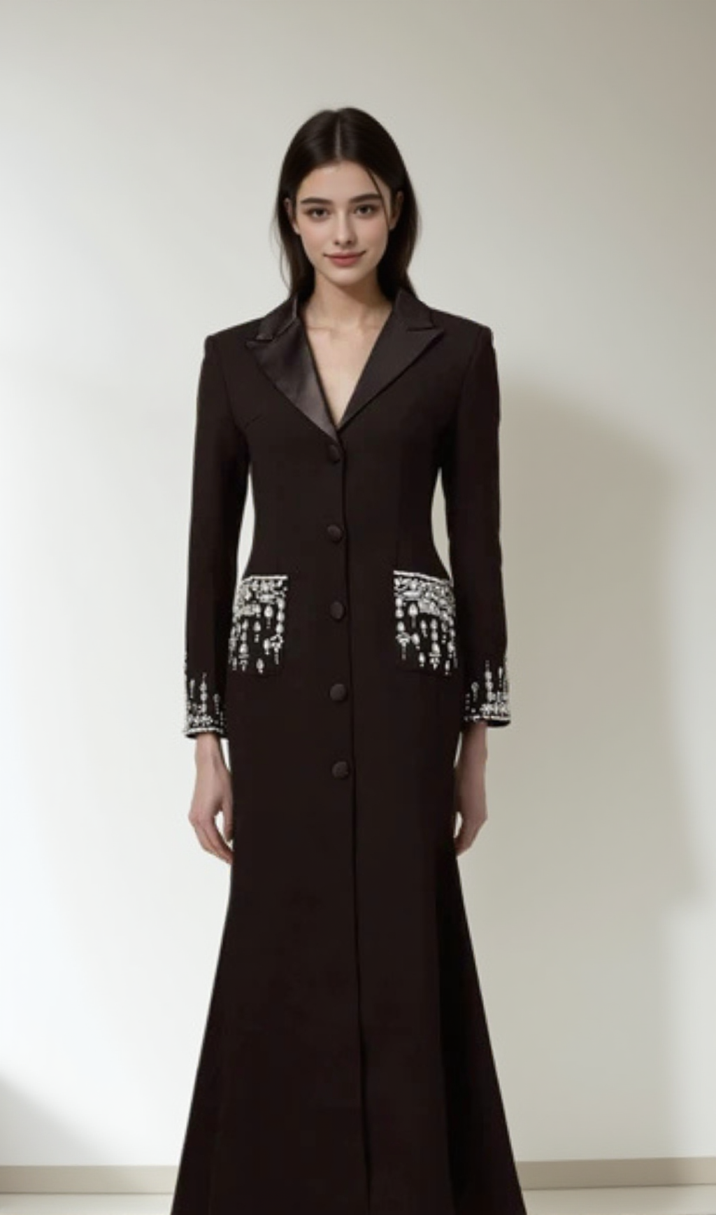 AURORA CRYSTAL EMBELLISHED BLAZER MAXI DRESS