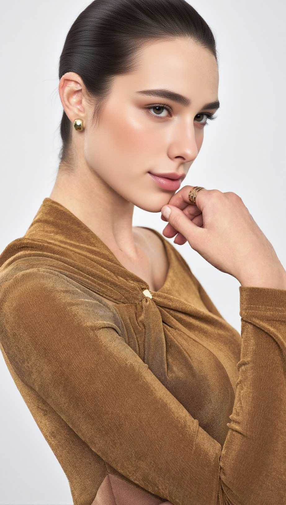 ELEANOR SHEATH ASYMMETRIC NECK TAFFETA MIDI DRESS IN BROWN