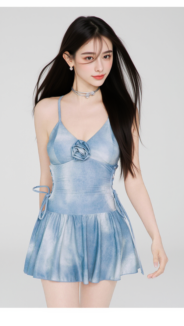 AIIZIE DODSON BLUE FLOWER ONE-PIECE SWIMSUIT - product image
