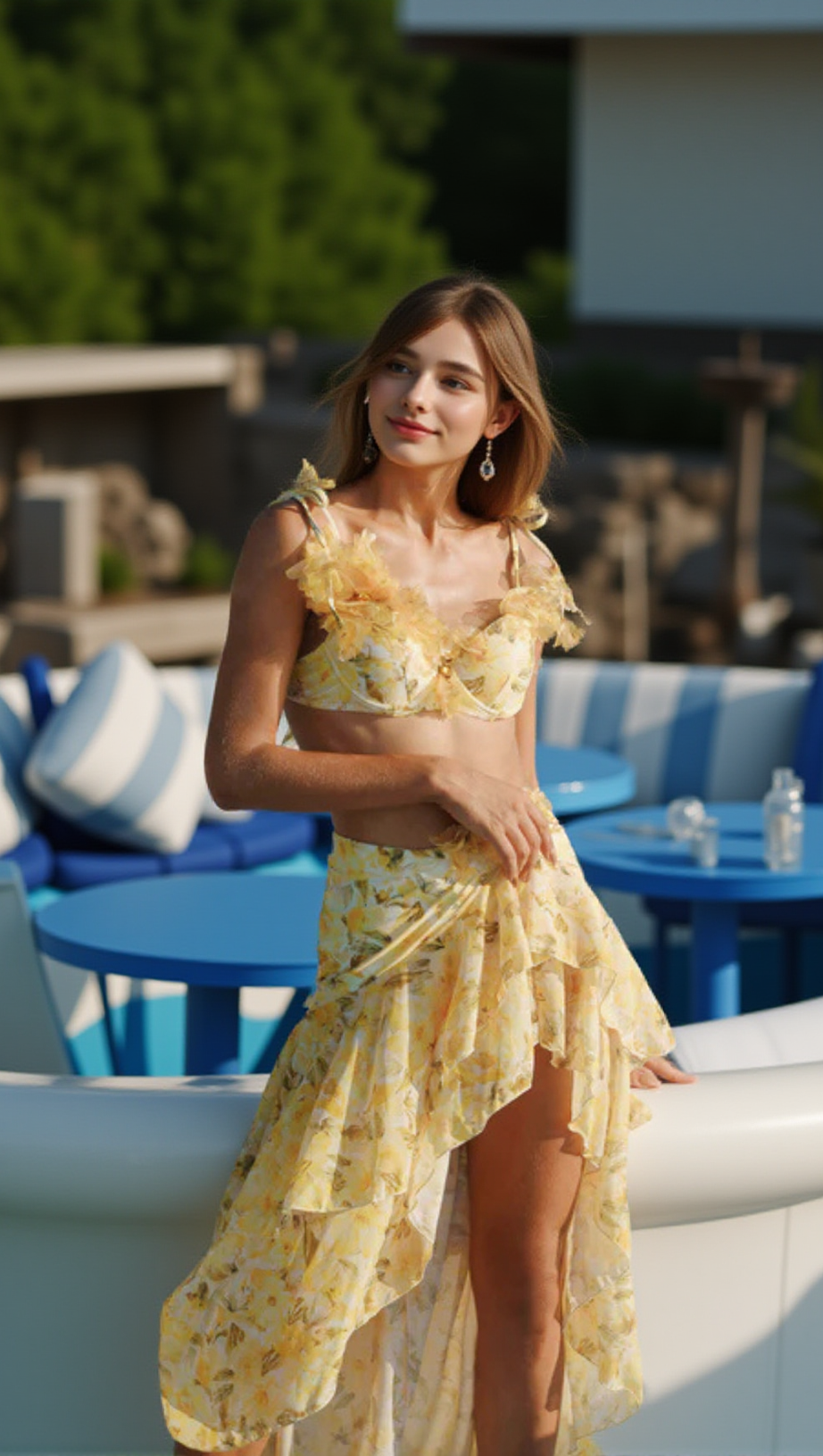 DONAHUE PRINTED THREE-PIECE SWIMSUIT