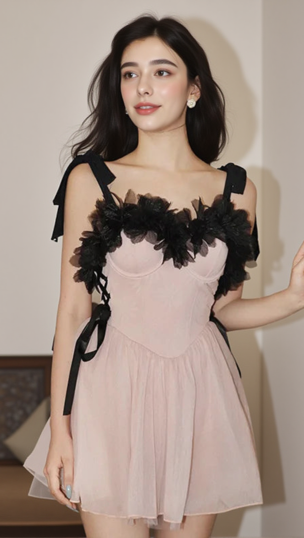 AIIZIE DOMAN PINK MESH EMBELLISHED ONE-PIECE SWIMSUIT - product image