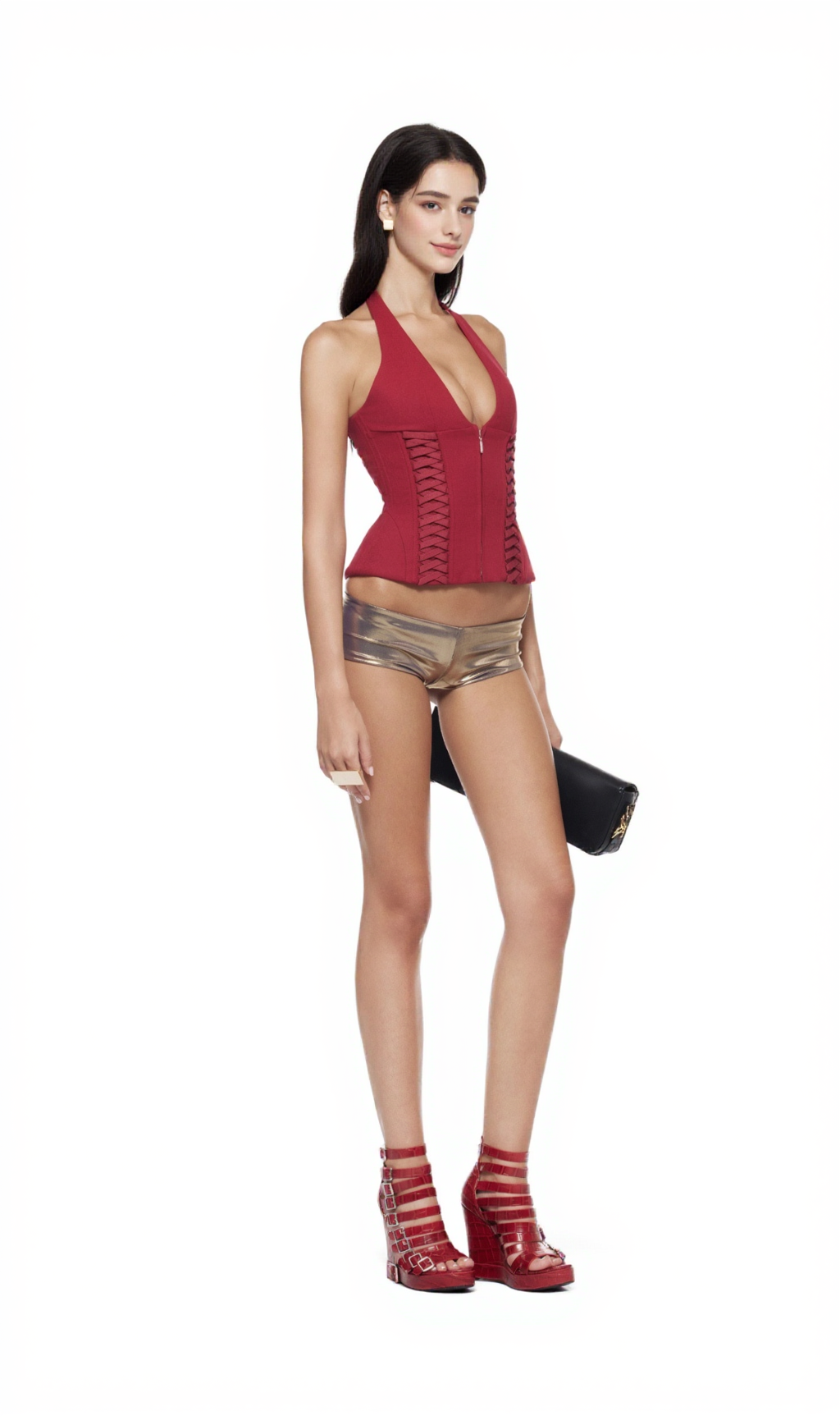 Celleen Halter Lace Up Corset Top