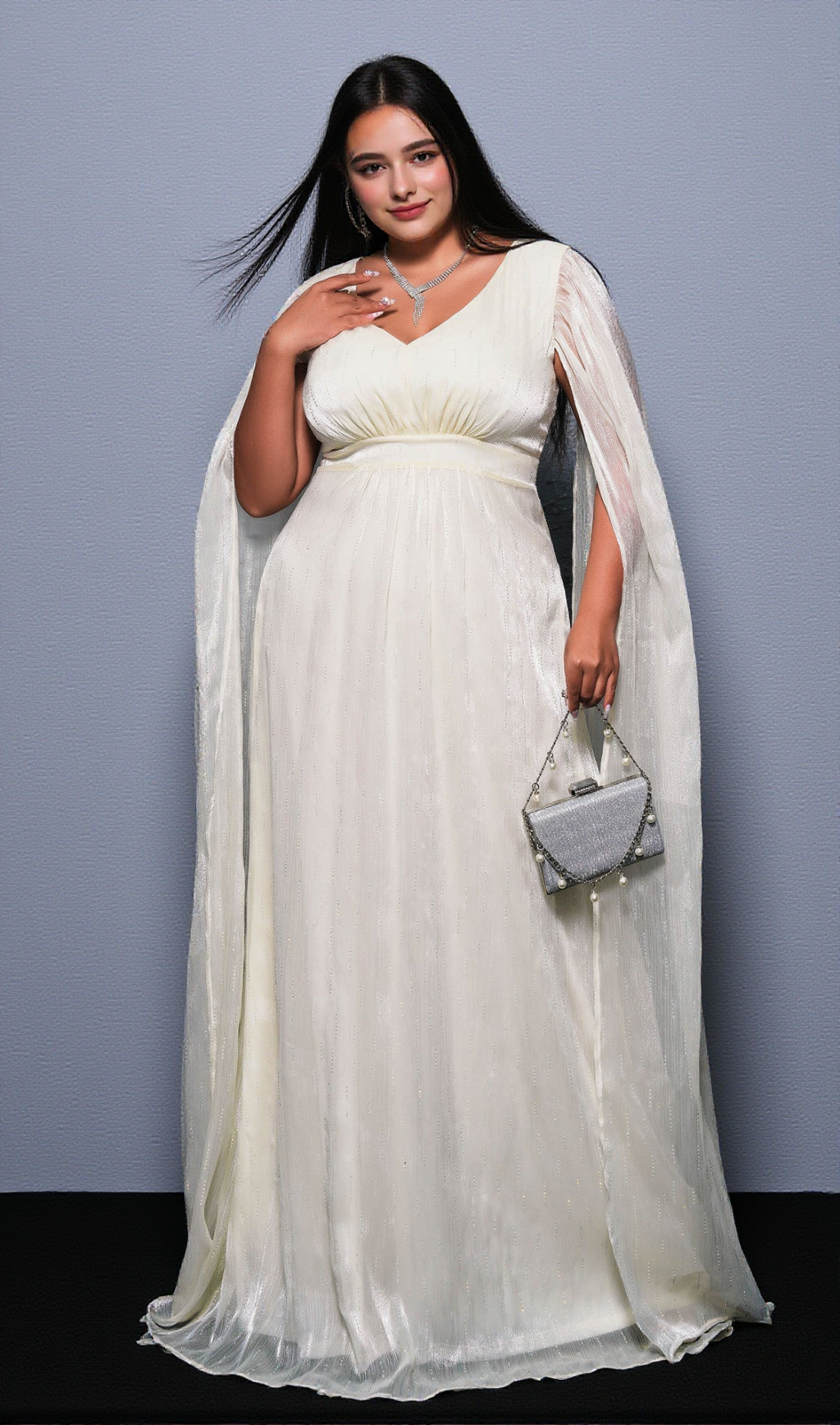 AIIZIE GIANNA MESH V-NECK MAXI DRESS - product image