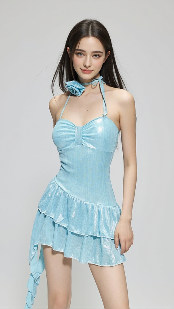 AIIZIE DEVEN BLUE FLOWER DRESS SWIMSUIT - product image