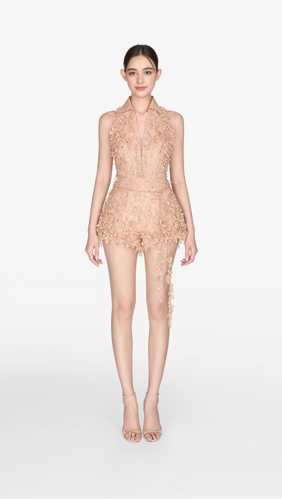 Barron Jumpsuit aus Jacquard-Spitze mit Fransen