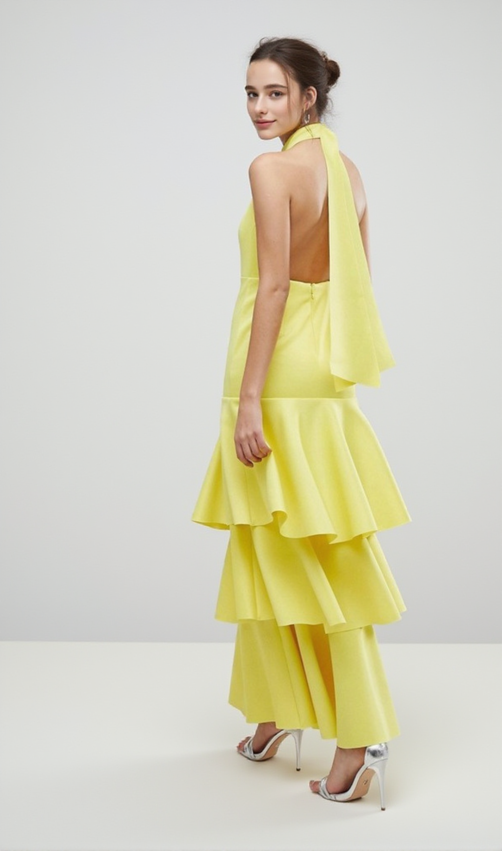 ABITO MIDI SAMANTHA A STRATI CON SPALLE SCOPERTE IN GIALLO