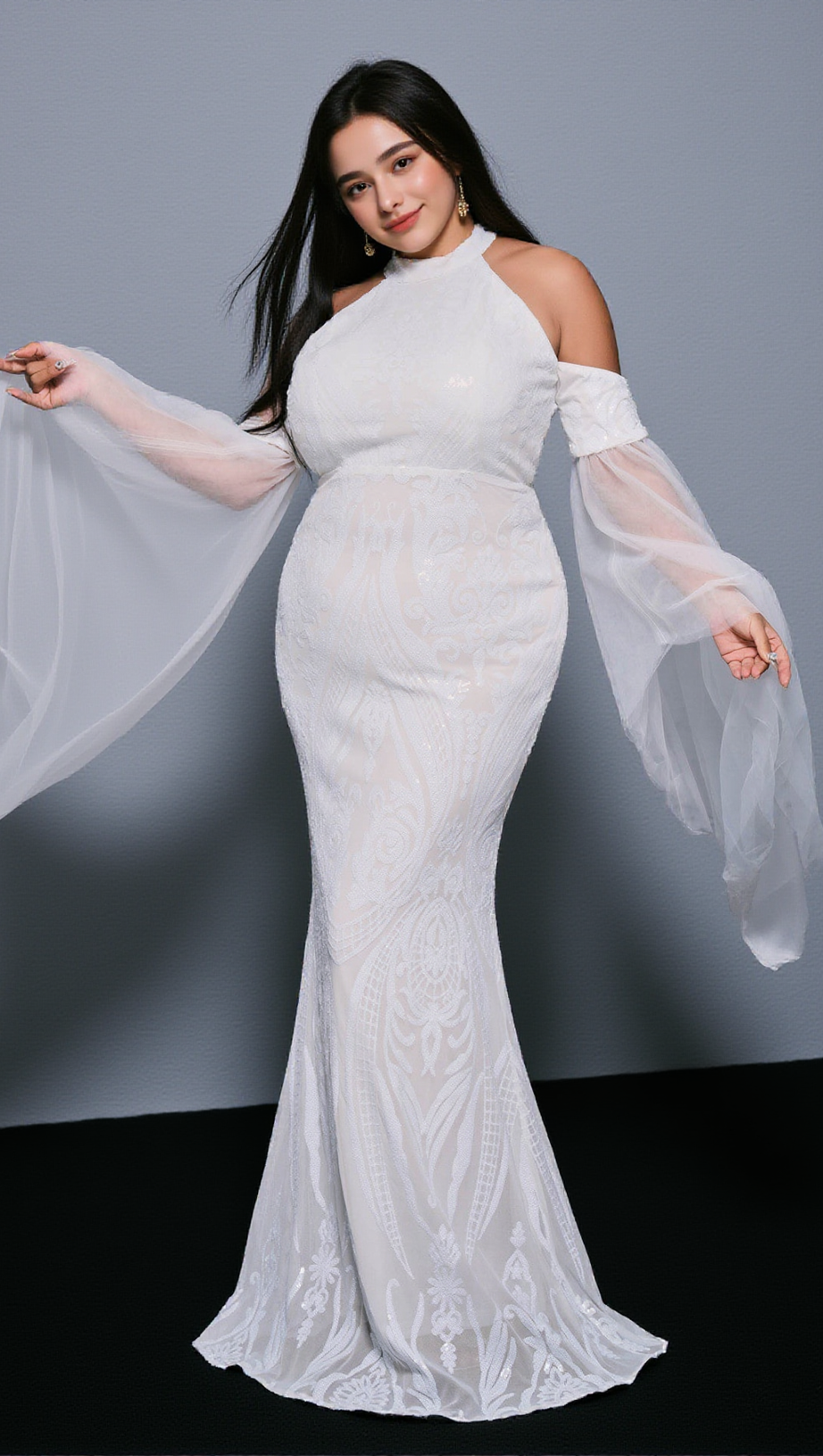 Gia Hochgeschlossenes Maxikleid 